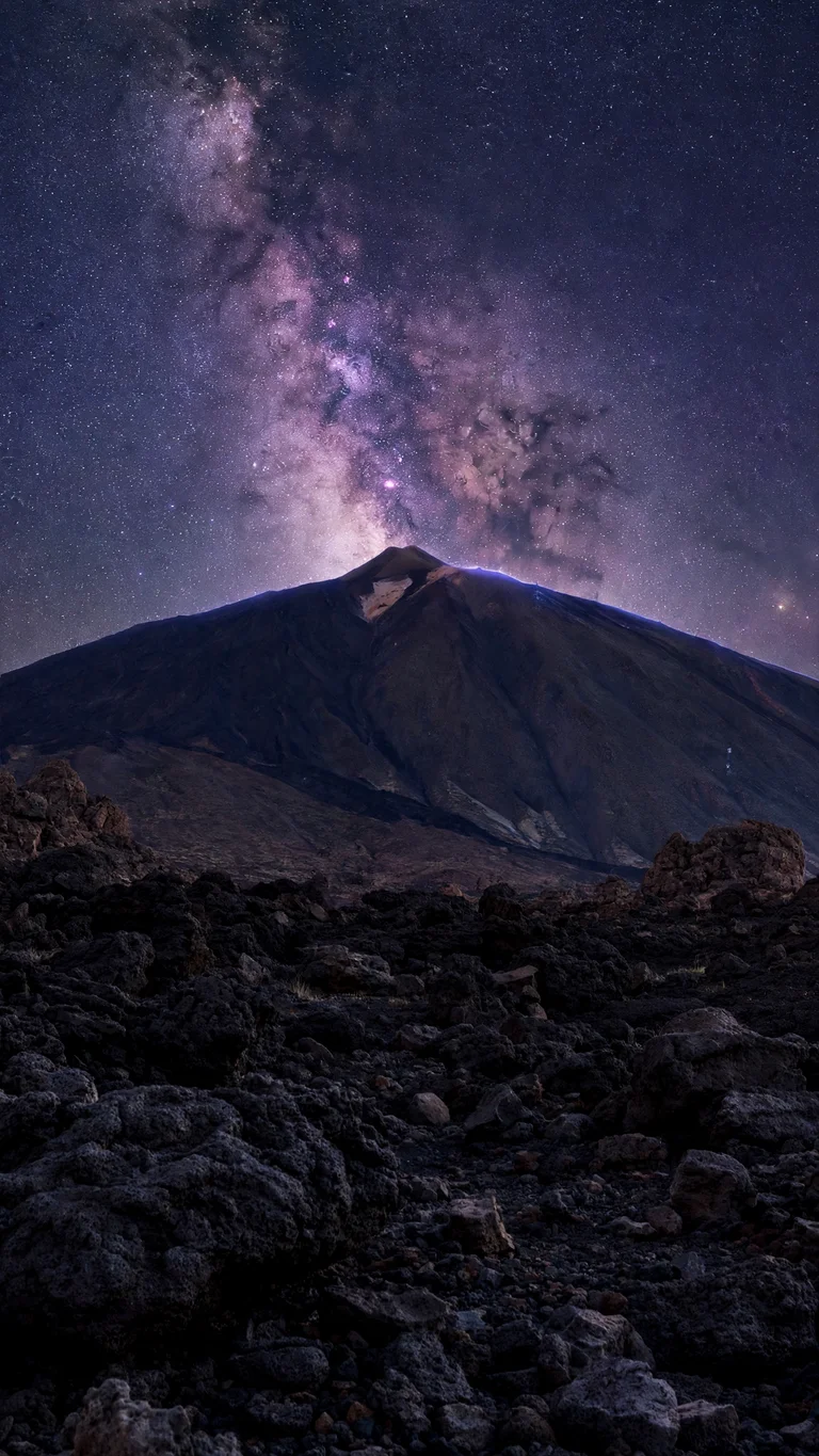 Mount Teide Under a Starry Night phone wallpaper