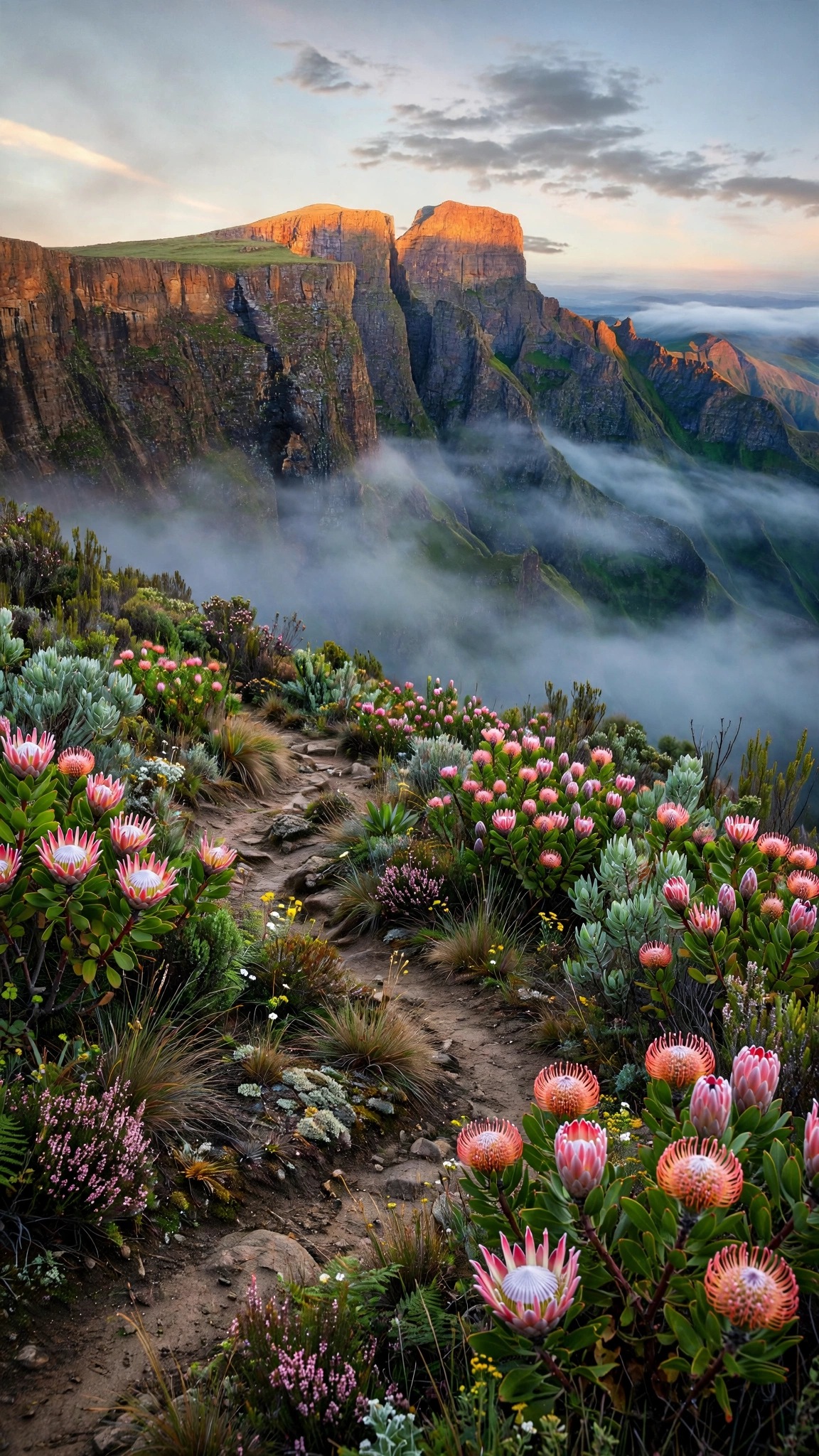 Drakensberg Amphitheatre sunrise landscape wallpaper