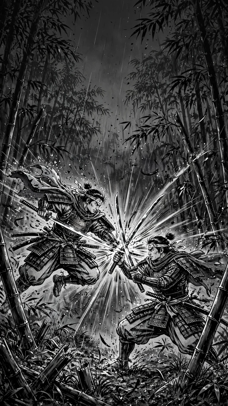 samurai duel bamboo rain manga manga phone wallpaper