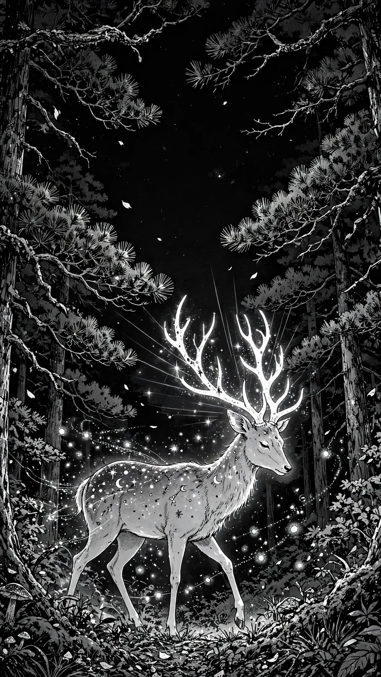 starlight spirit deer pines manga manga phone wallpaper