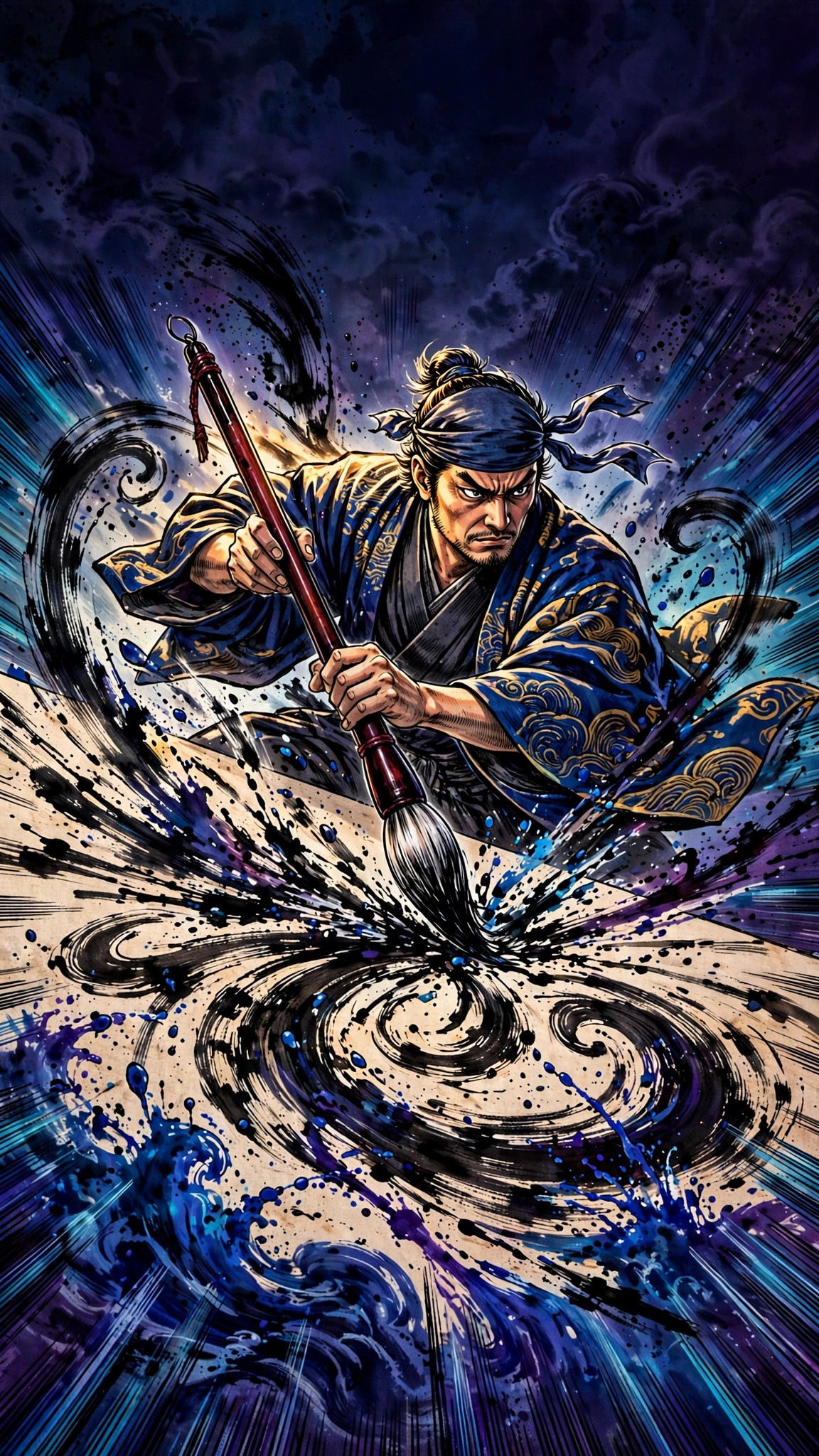 Calligraphy Master and the Giant Brush - free manga phone wallpaper download