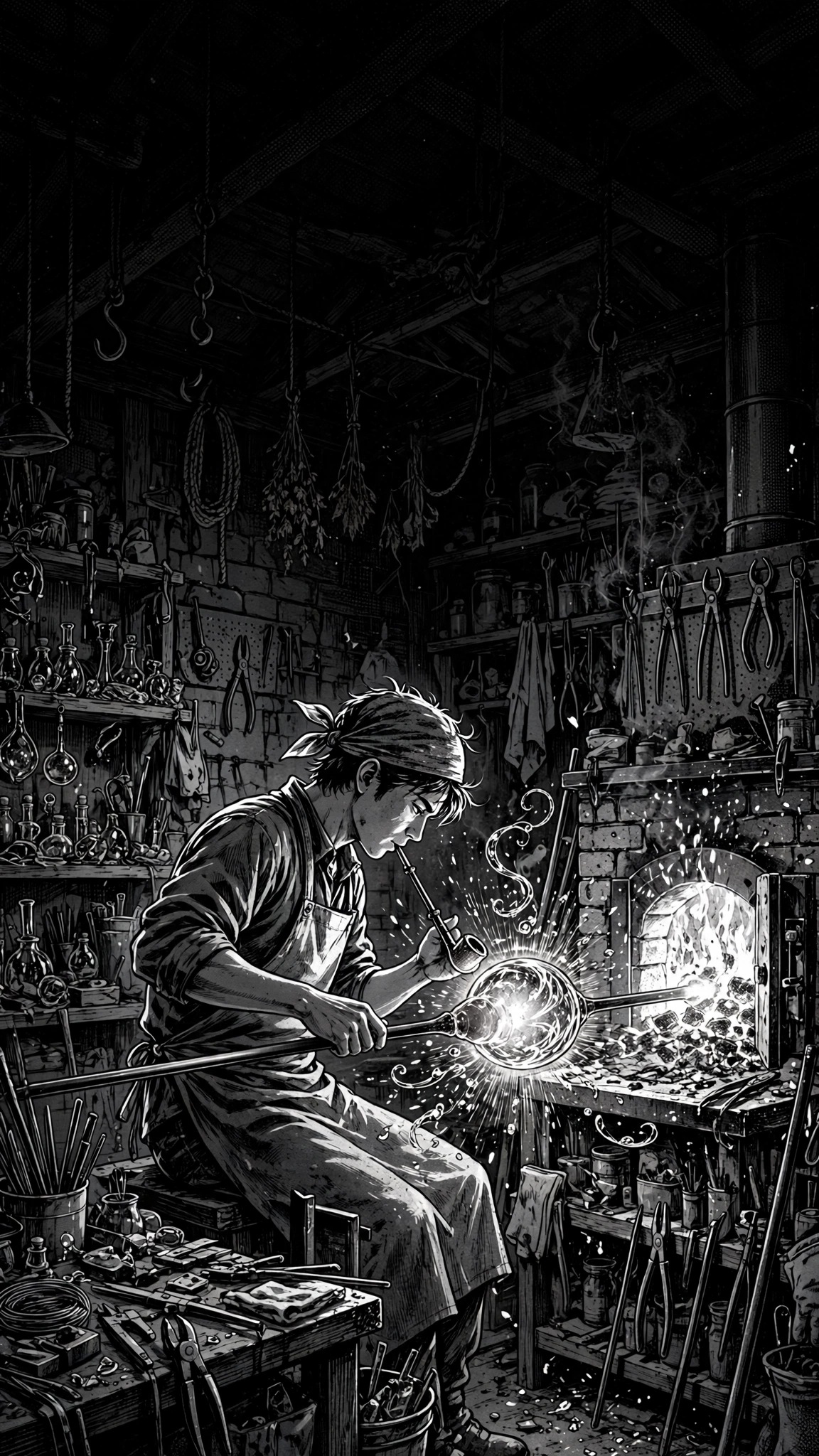 Glassblower in the Ember Workshop - free phone wallpaper