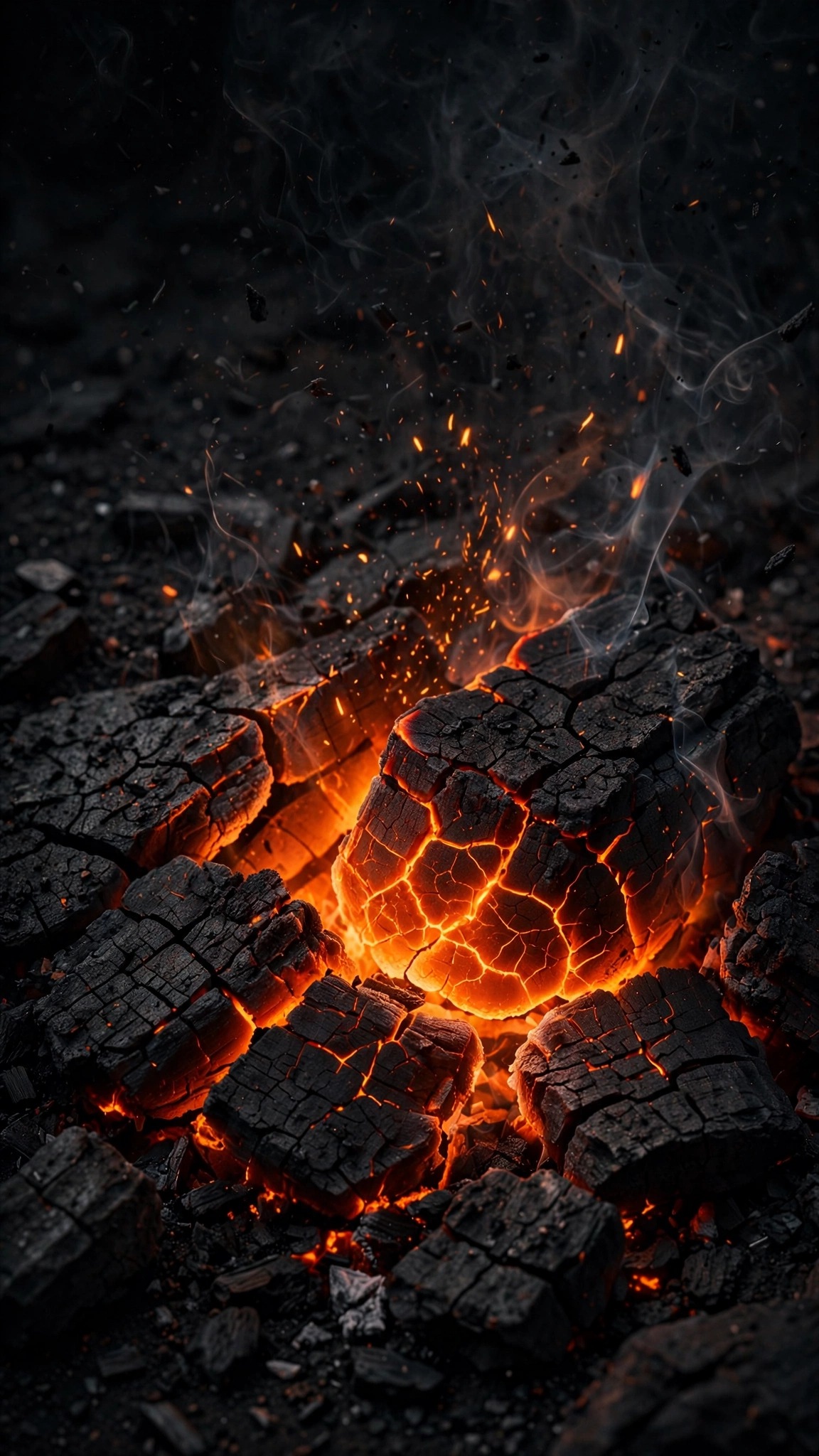 glowing ember dark charcoal minimal minimal phone wallpaper