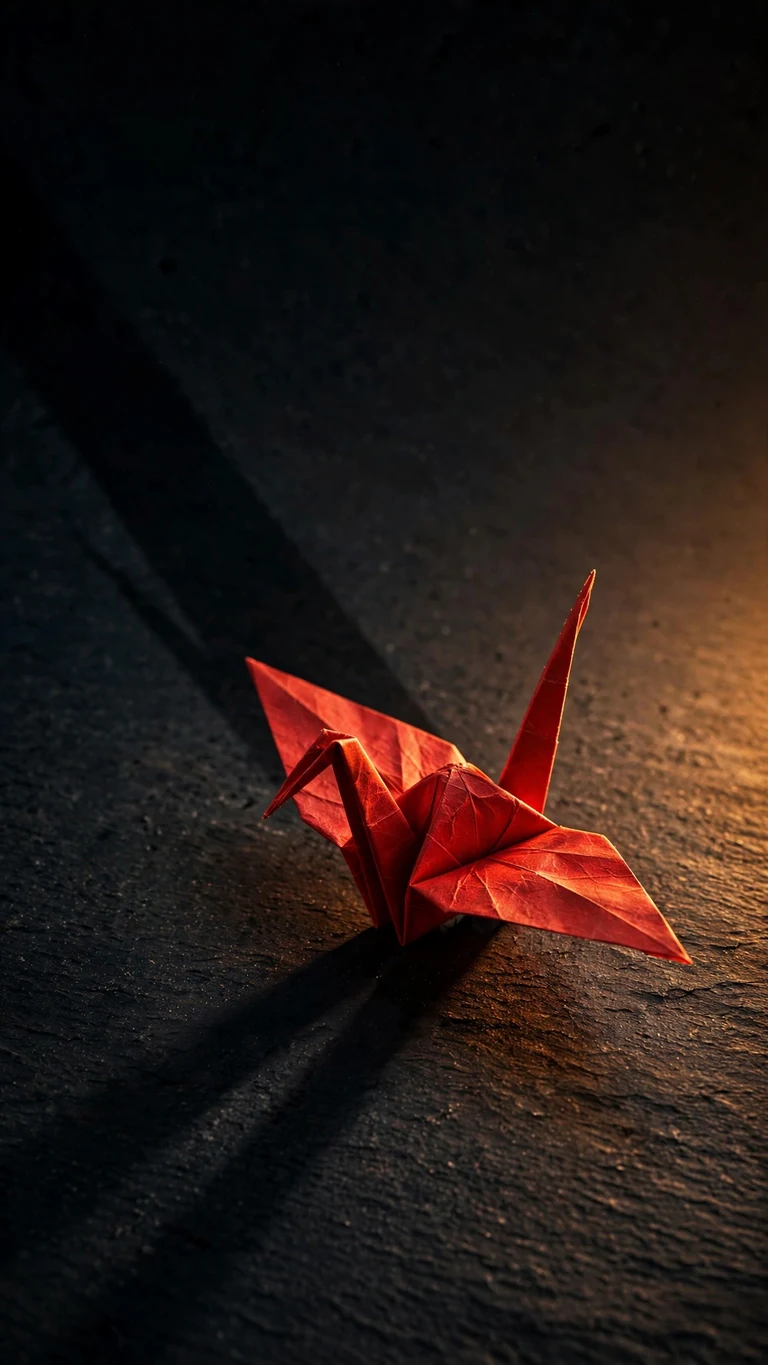 origami crane long shadow minimal minimal phone wallpaper