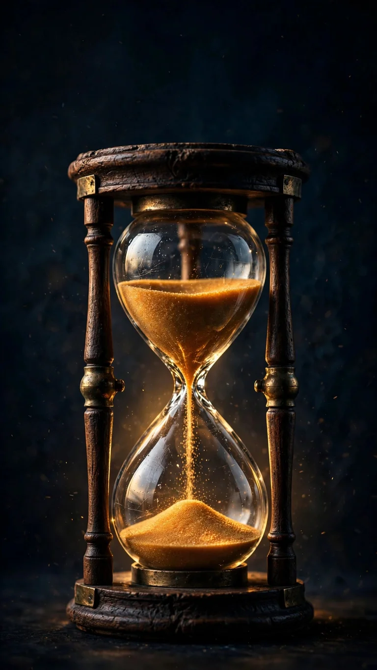 antique hourglass with glowing sand minimal wallpaper