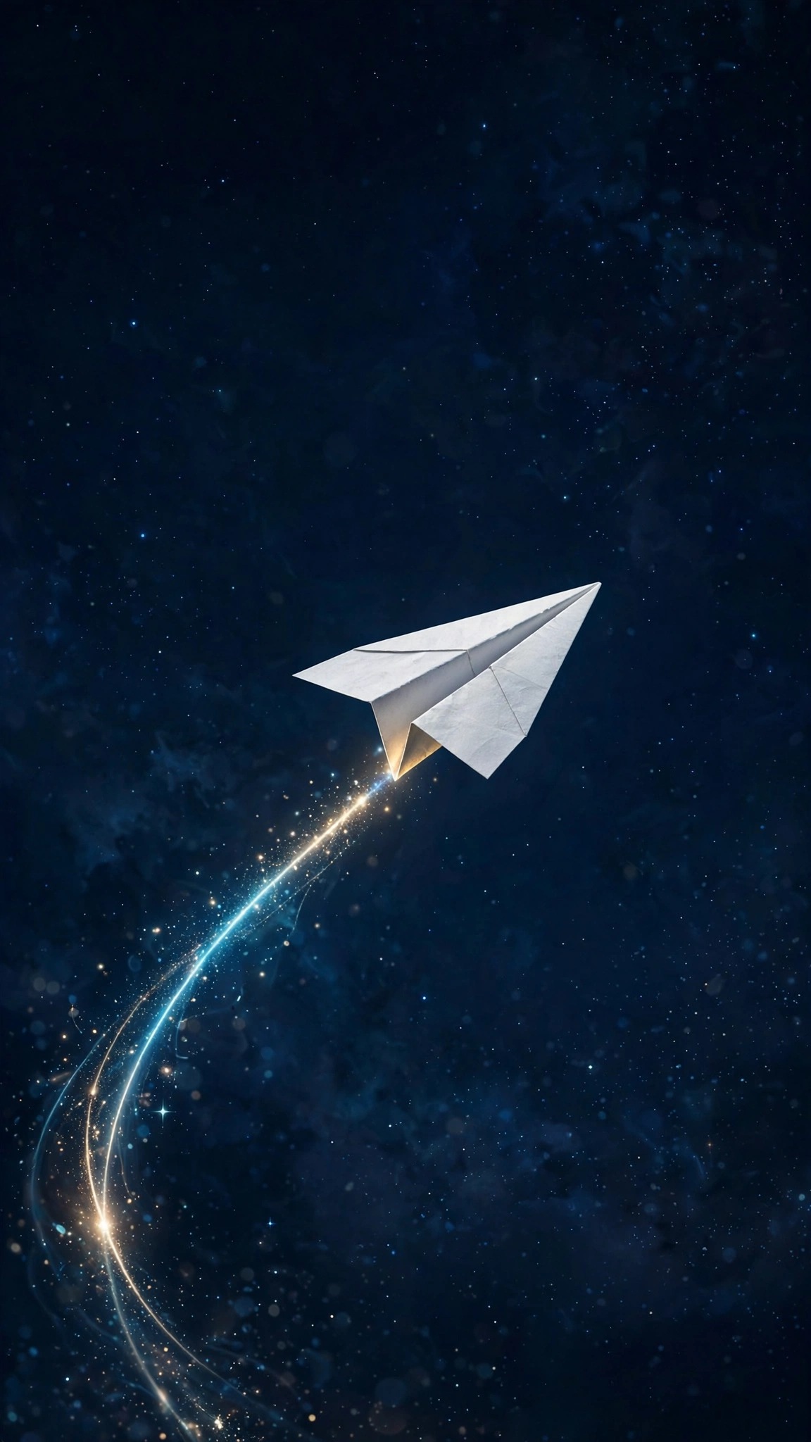 Single Paper Plane Navy Sky, vertical minimal phone wallpaper