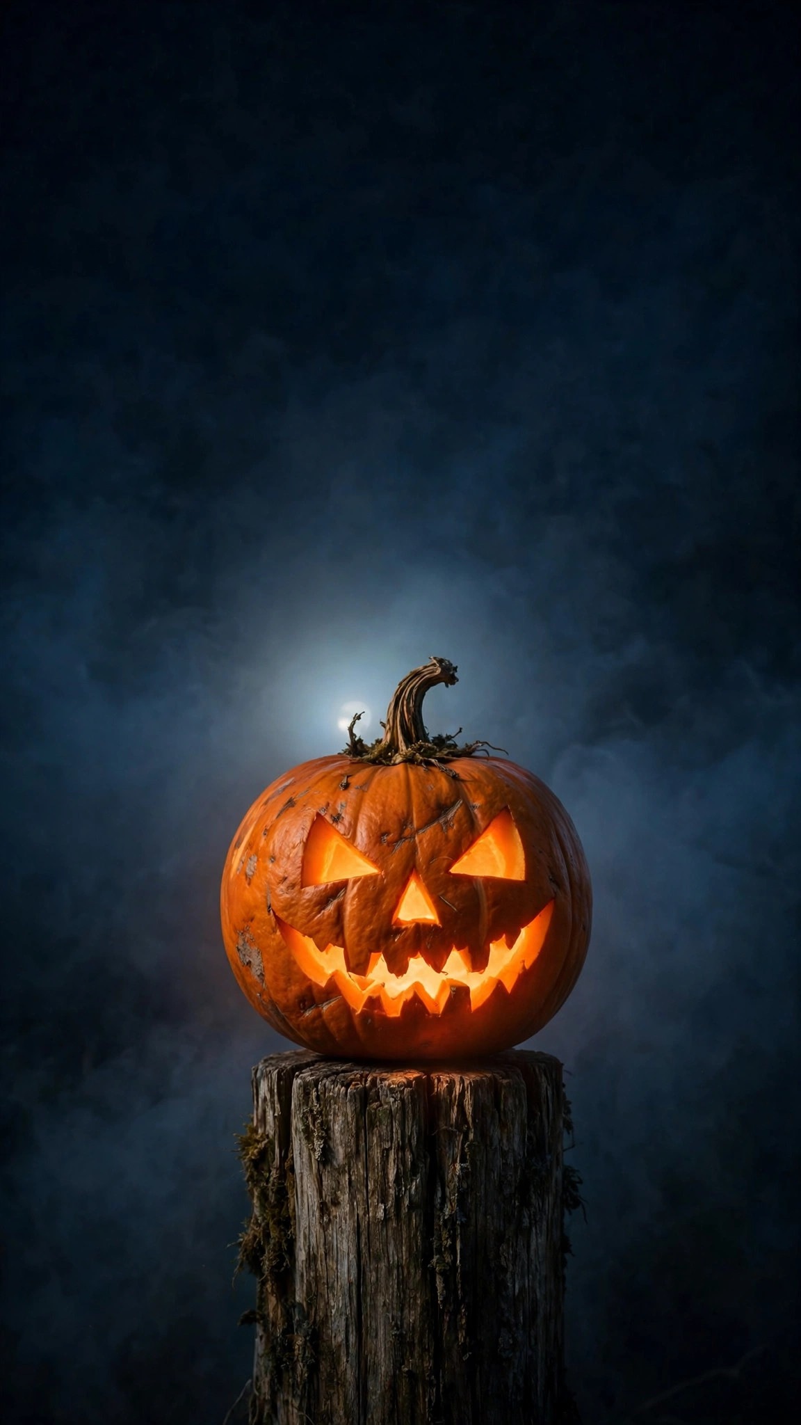 Lone Pumpkin Lantern in Fog minimal wallpaper