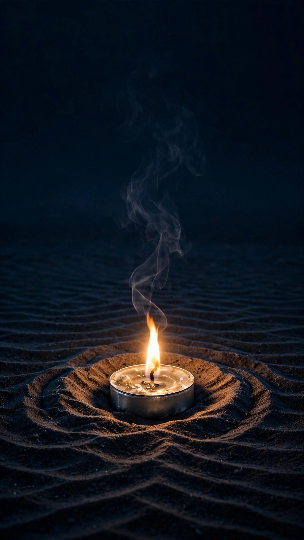 Tealight Glow on Dark Sand minimal wallpaper
