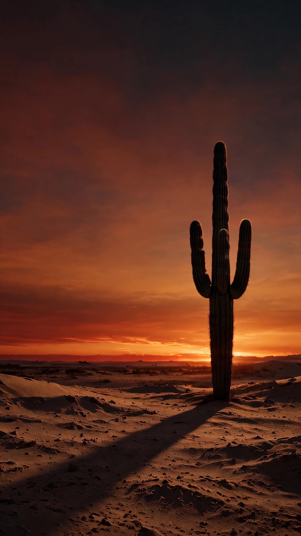 Desert Saguaro Silhouette at Dusk - free minimal wallpaper for phone