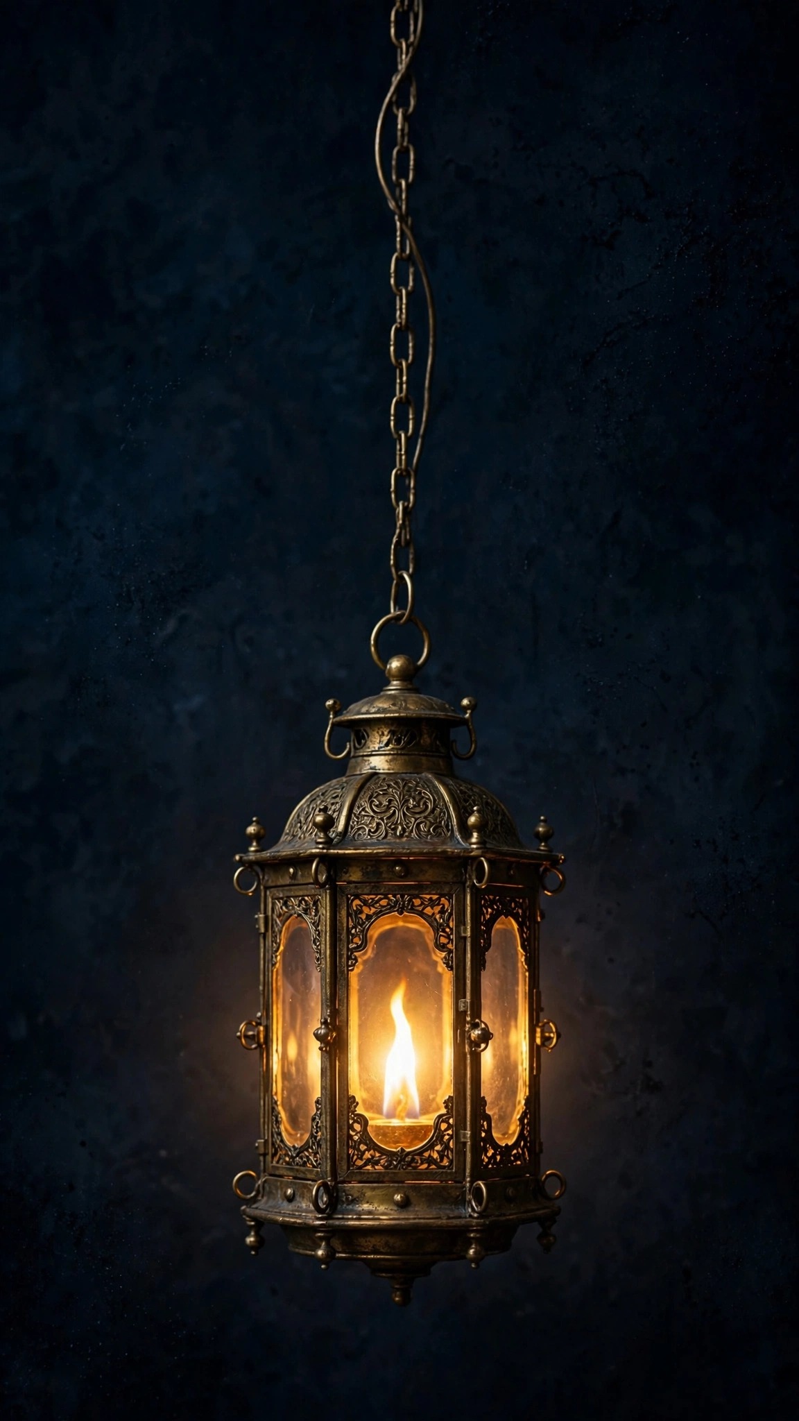Antique Brass Lantern Glow minimal phone wallpaper