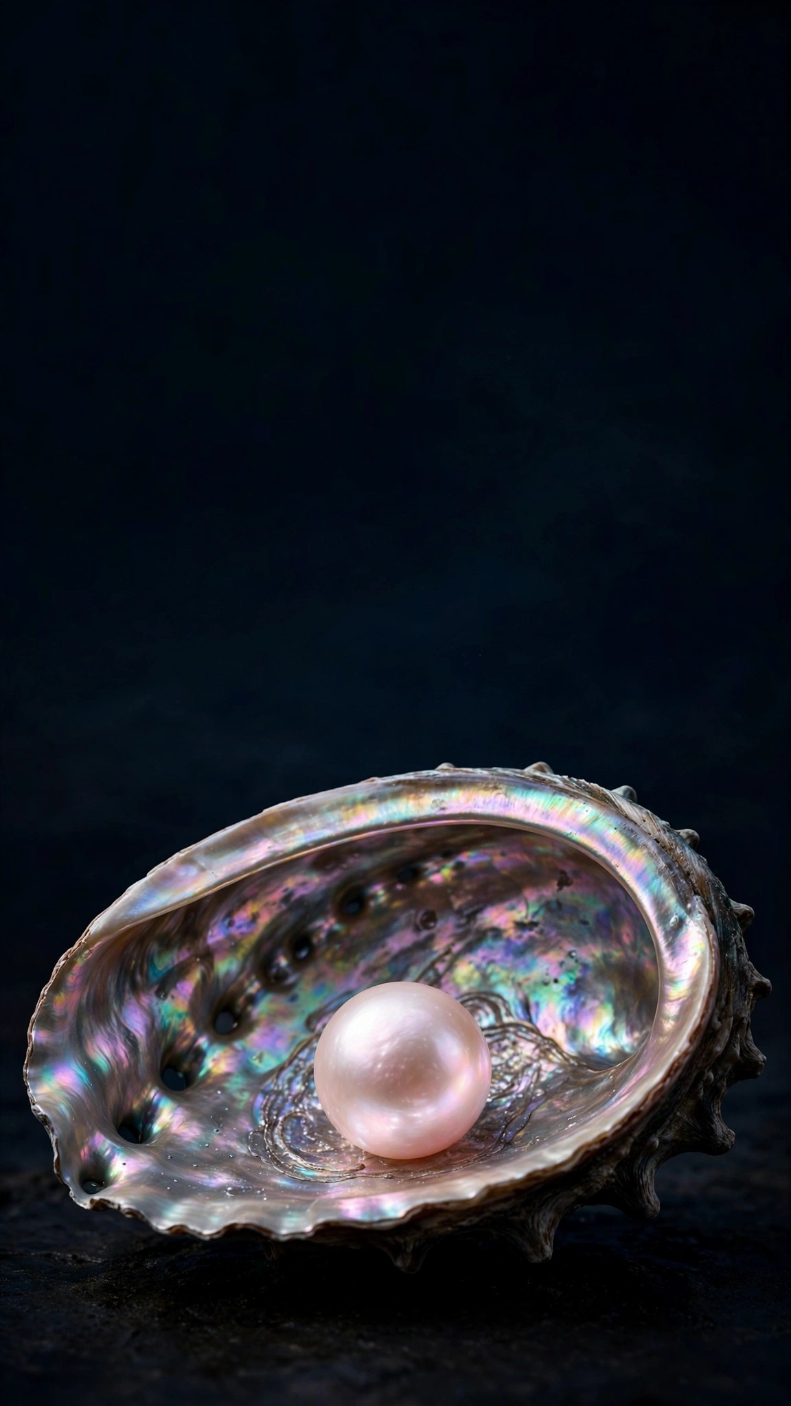 Single Pearl in a Glowing Shell minimal phone wallpaper