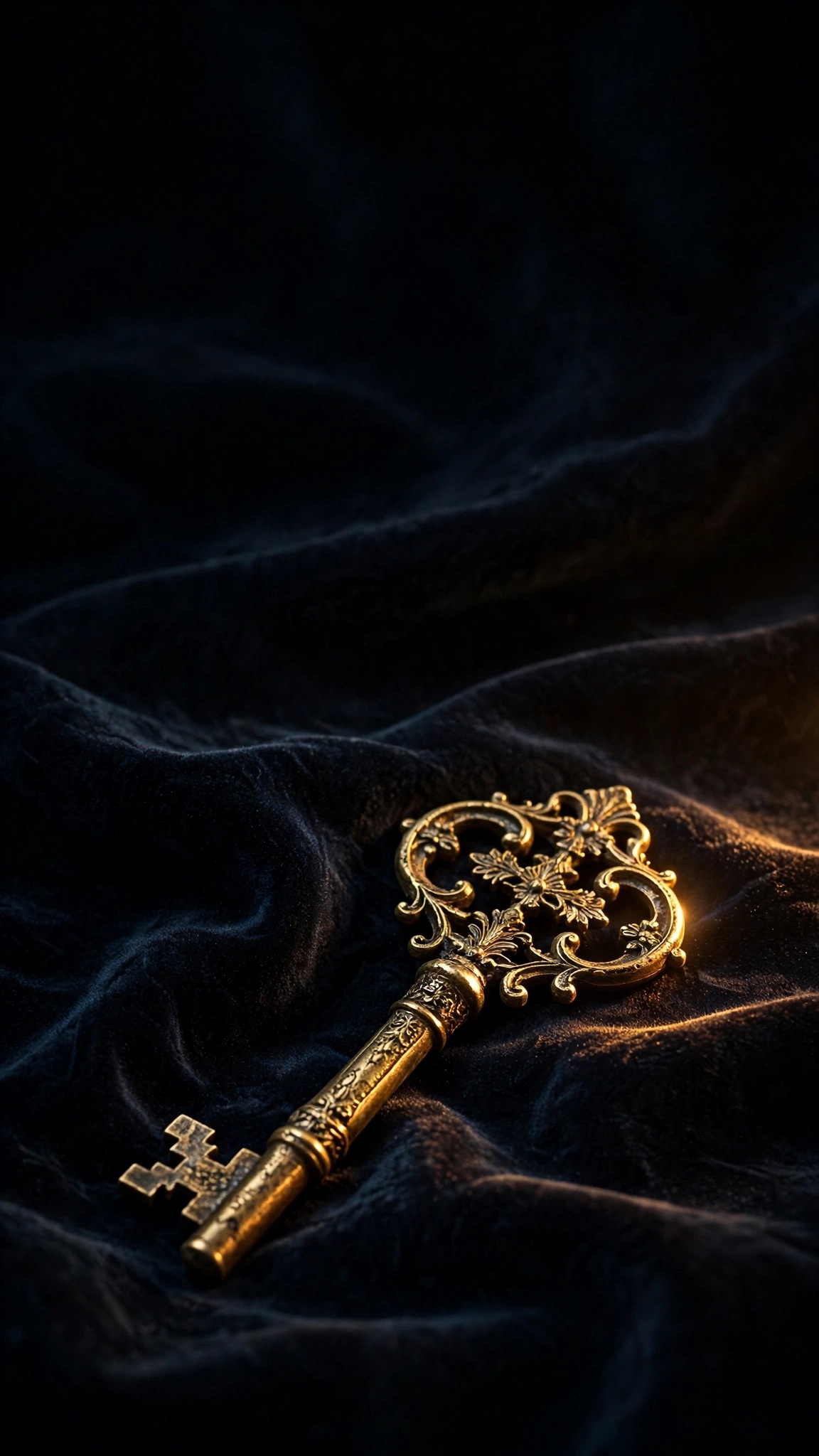 Antique Key on Dark Velvet - free phone wallpaper
