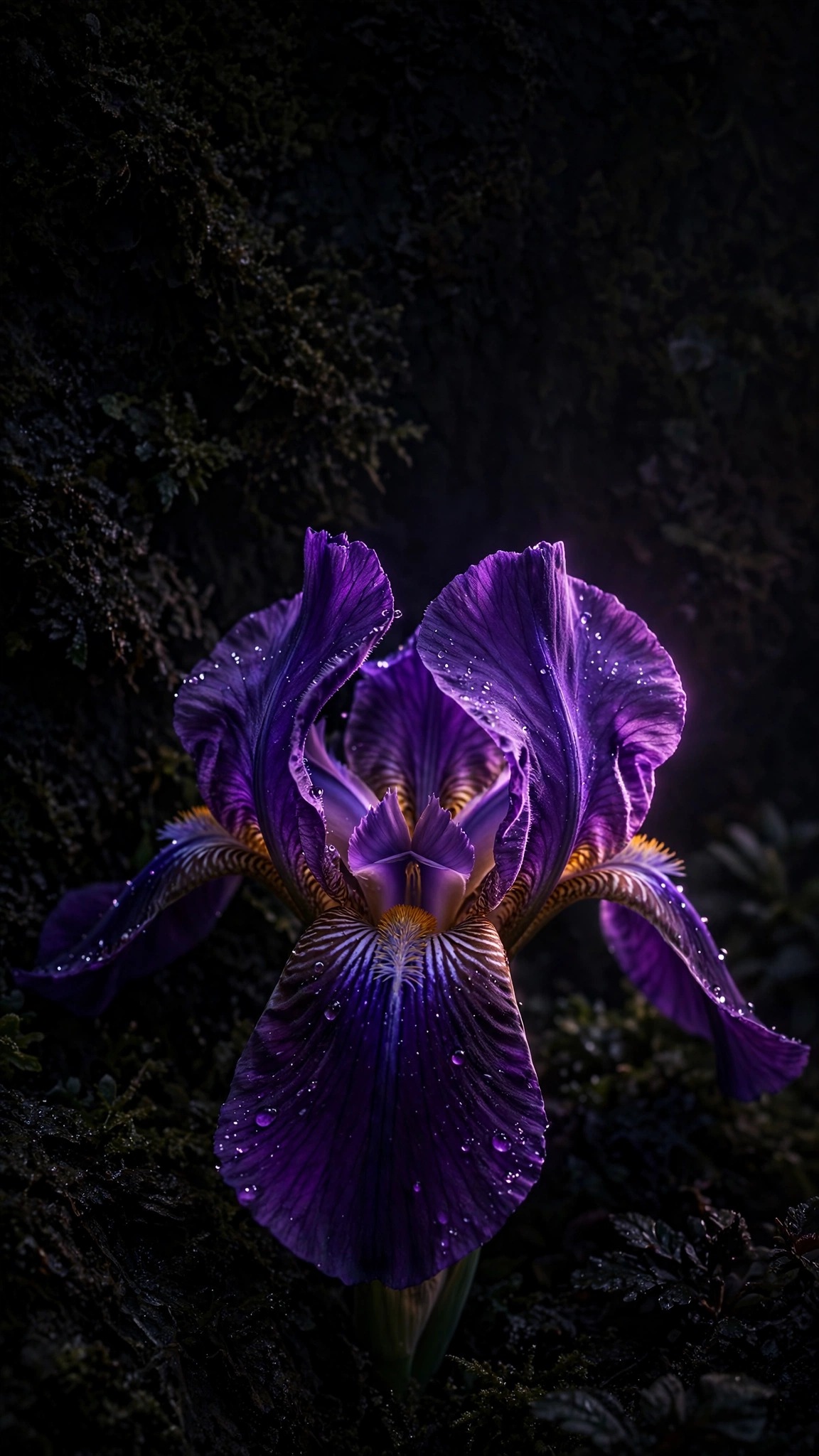 Violet Iris in the Dark - free phone wallpaper
