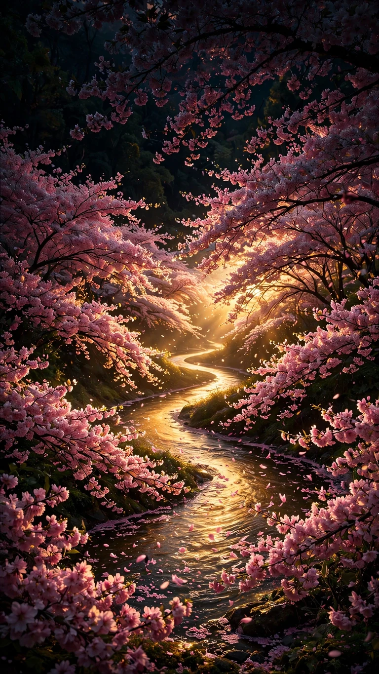 cherry blossom river petals nature nature phone wallpaper
