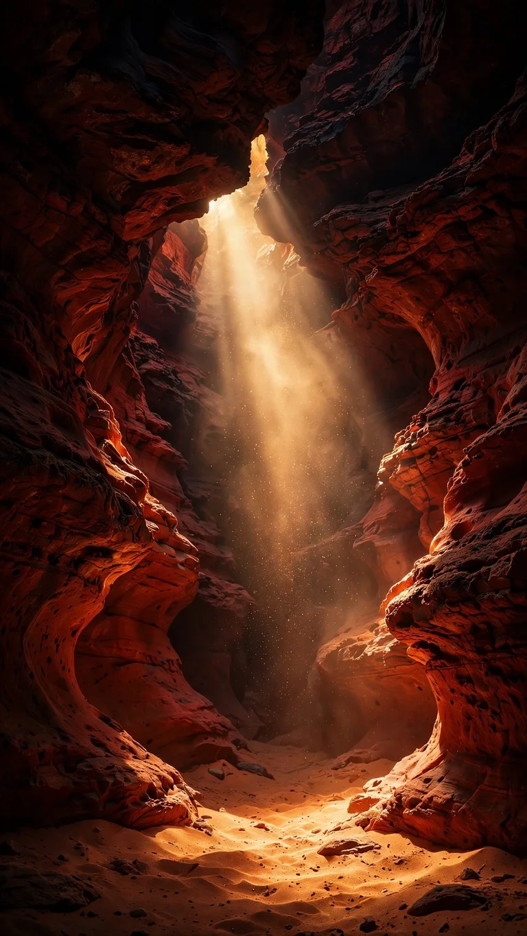 Slot Canyon Sunbeam, vertical nature wallpaper