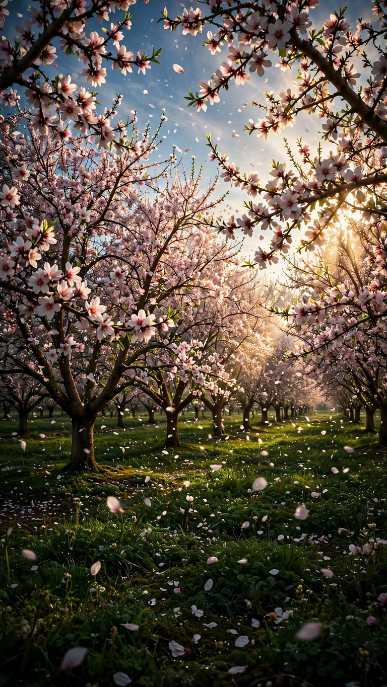 Almond Blossom Orchard in Spring - free nature wallpaper