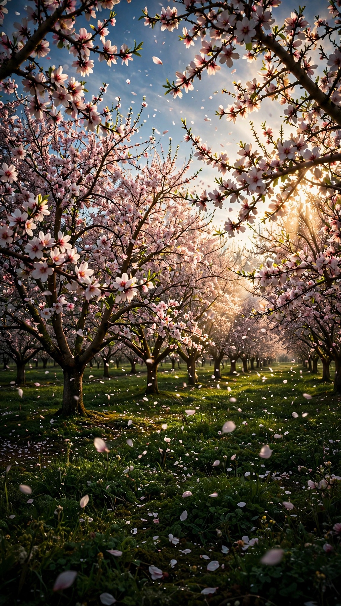 Almond Blossom Orchard in Spring - free nature wallpaper