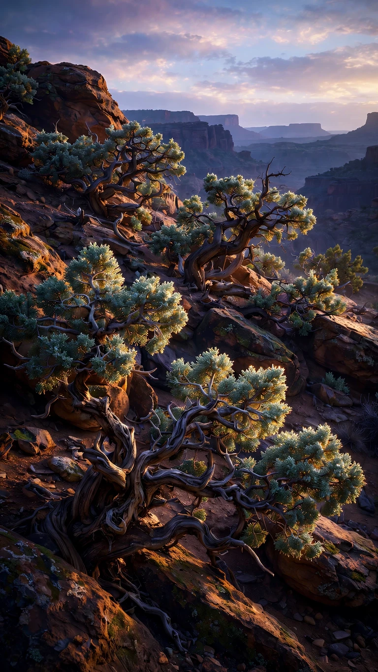 Juniper High Desert Rock Dawn - free nature wallpaper