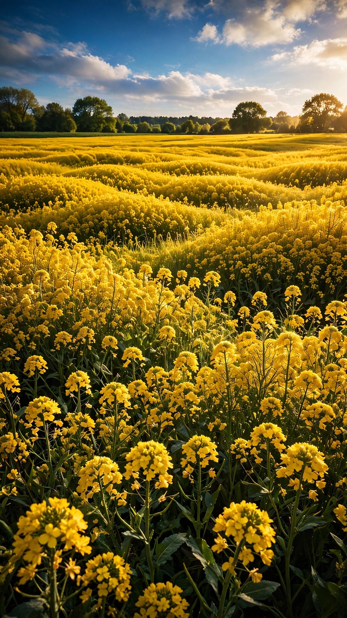 Golden Mustard Field in Spring - free nature wallpaper