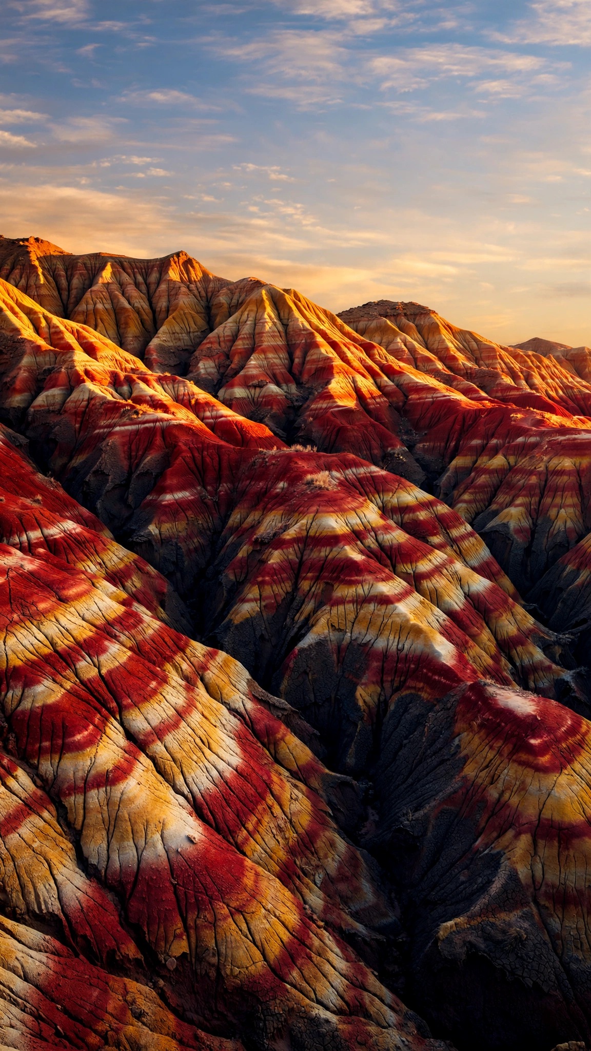 Striped Badlands Golden Dusk - free nature wallpaper