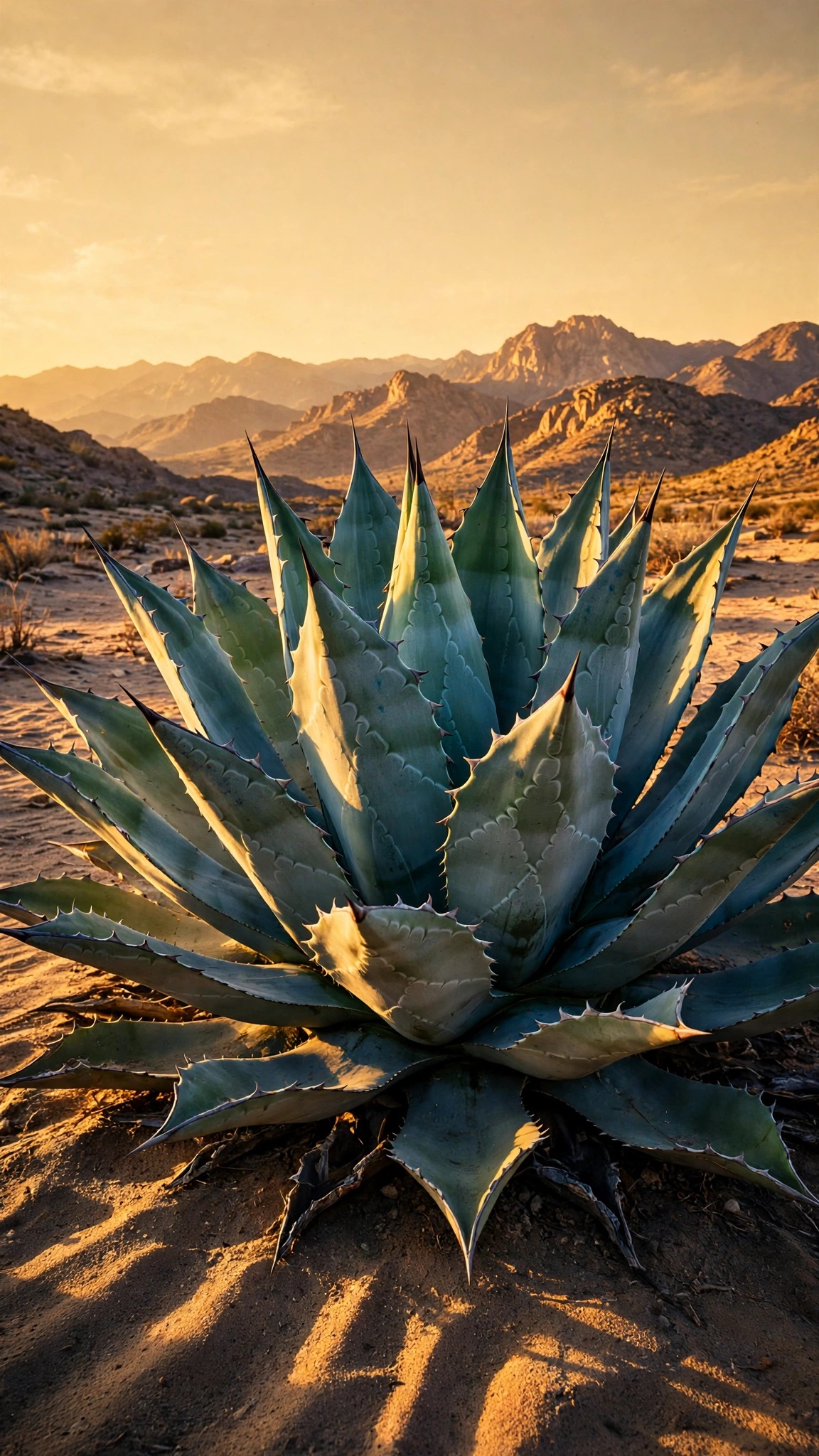 Blue Agave in Golden Desert Light wallpaper