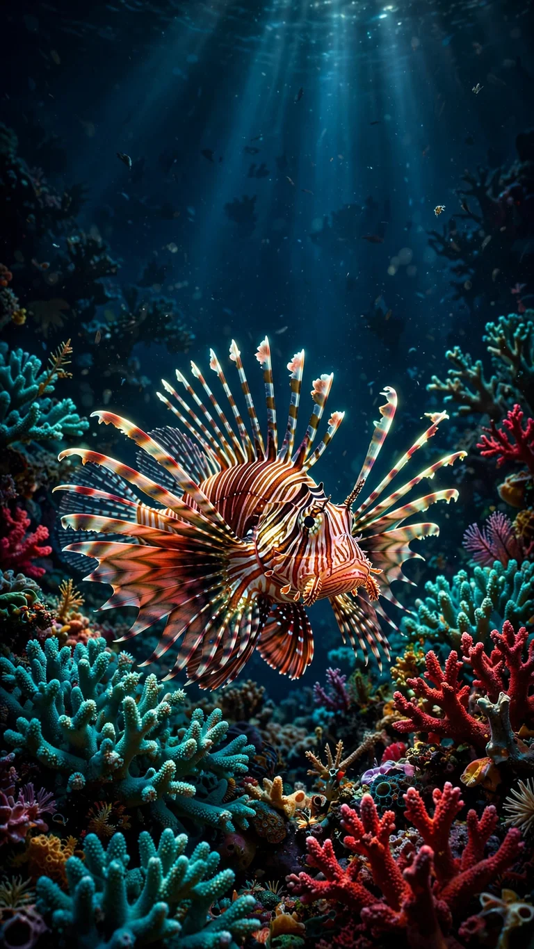 lionfish coral garden ocean wallpaper free download