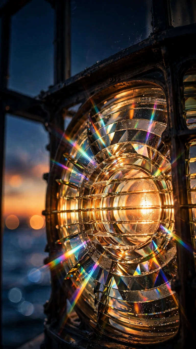 Lighthouse Lens Macro at Dusk — free ocean phone wallpaper