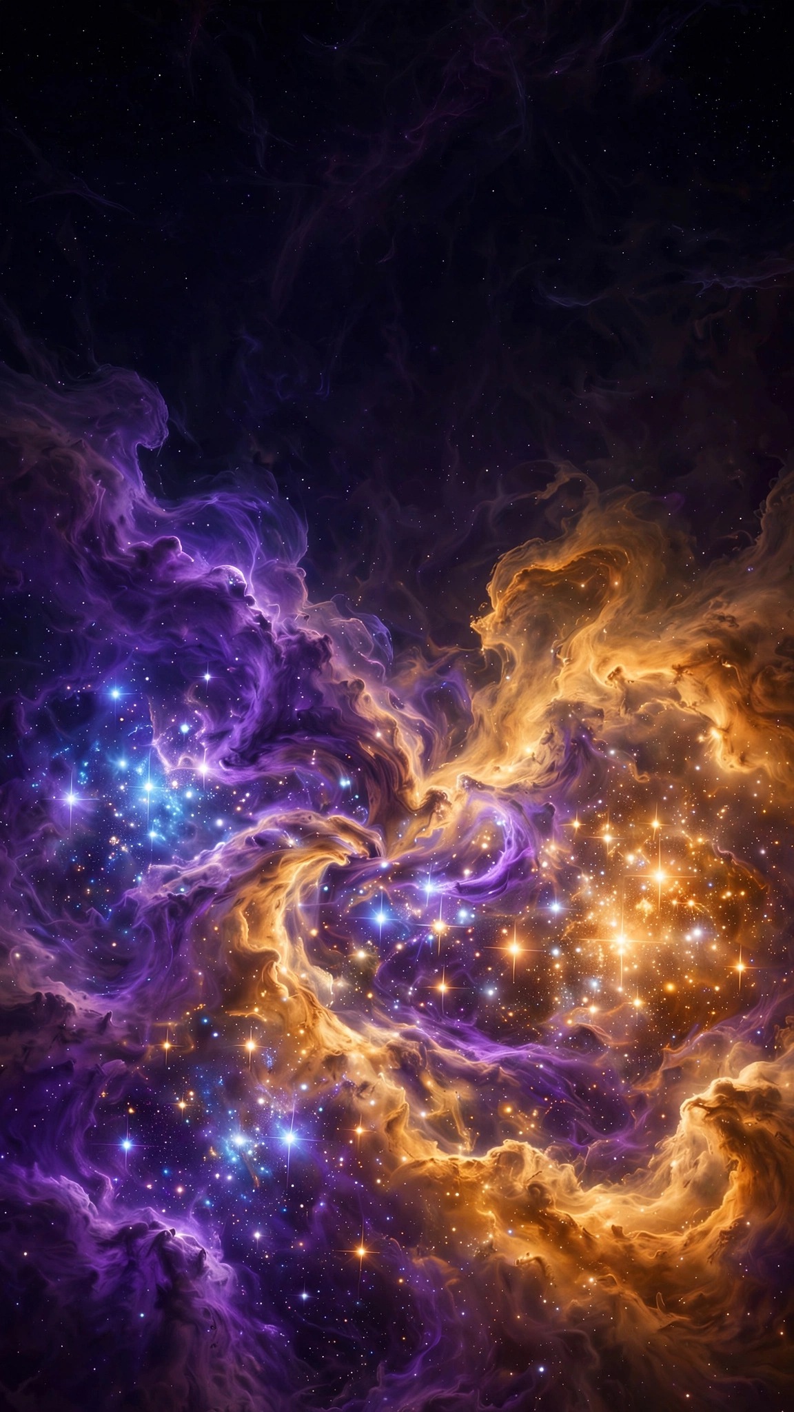 purple and gold twin nebulae