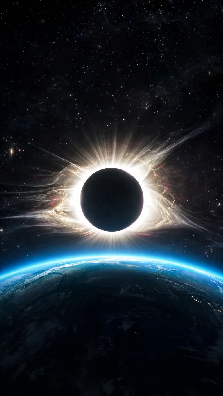 a total solar eclipse seen from space