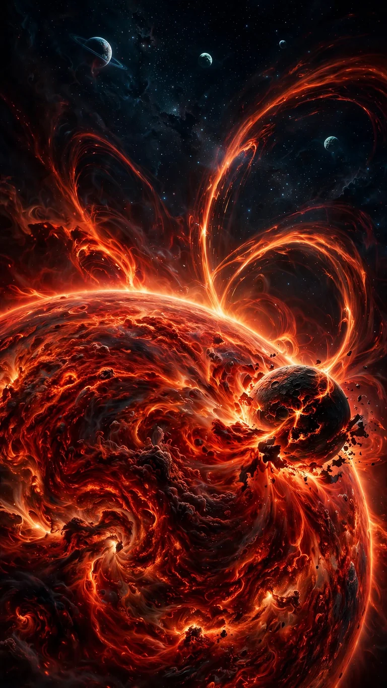 red giant star swallowing a planet wallpaper