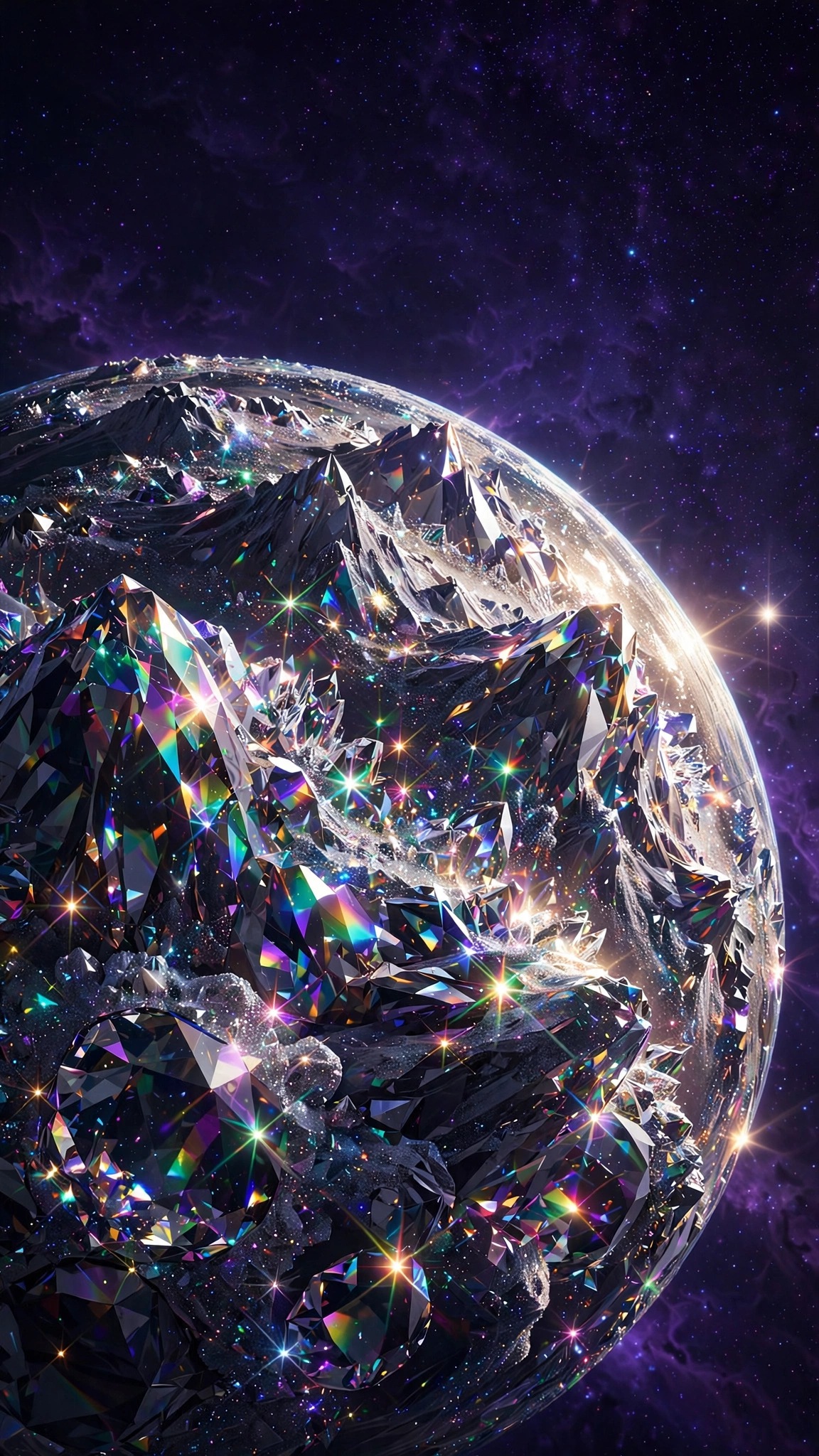 Diamond Carbon Planet Glitter - vertical space phone wallpaper