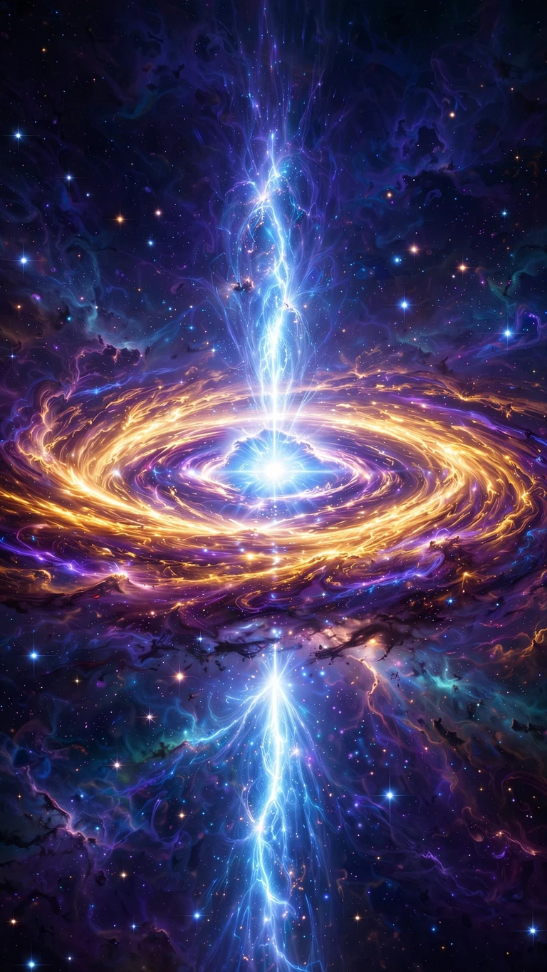 Blazing quasar with twin plasma jets and golden accretion disk in deep space