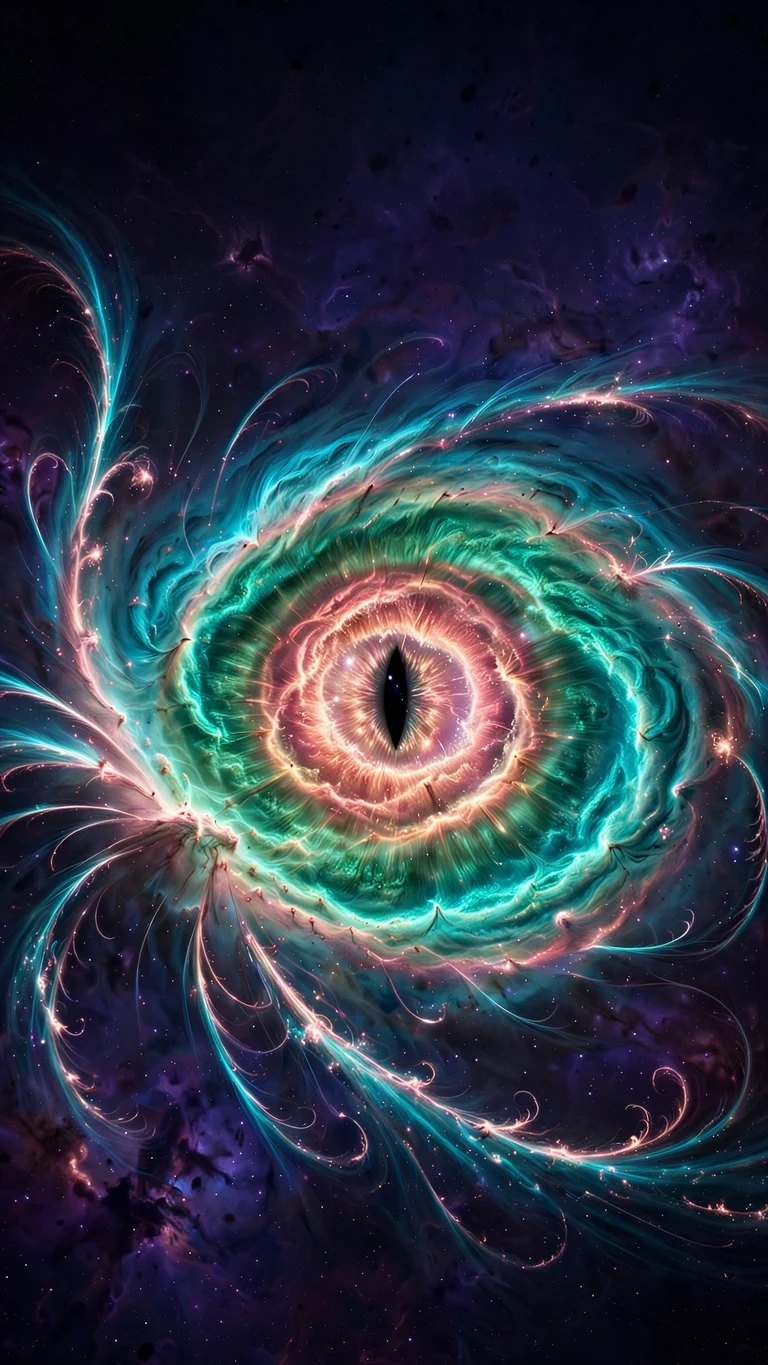 Cat Eye Nebula glowing feline eye - vertical space phone wallpaper