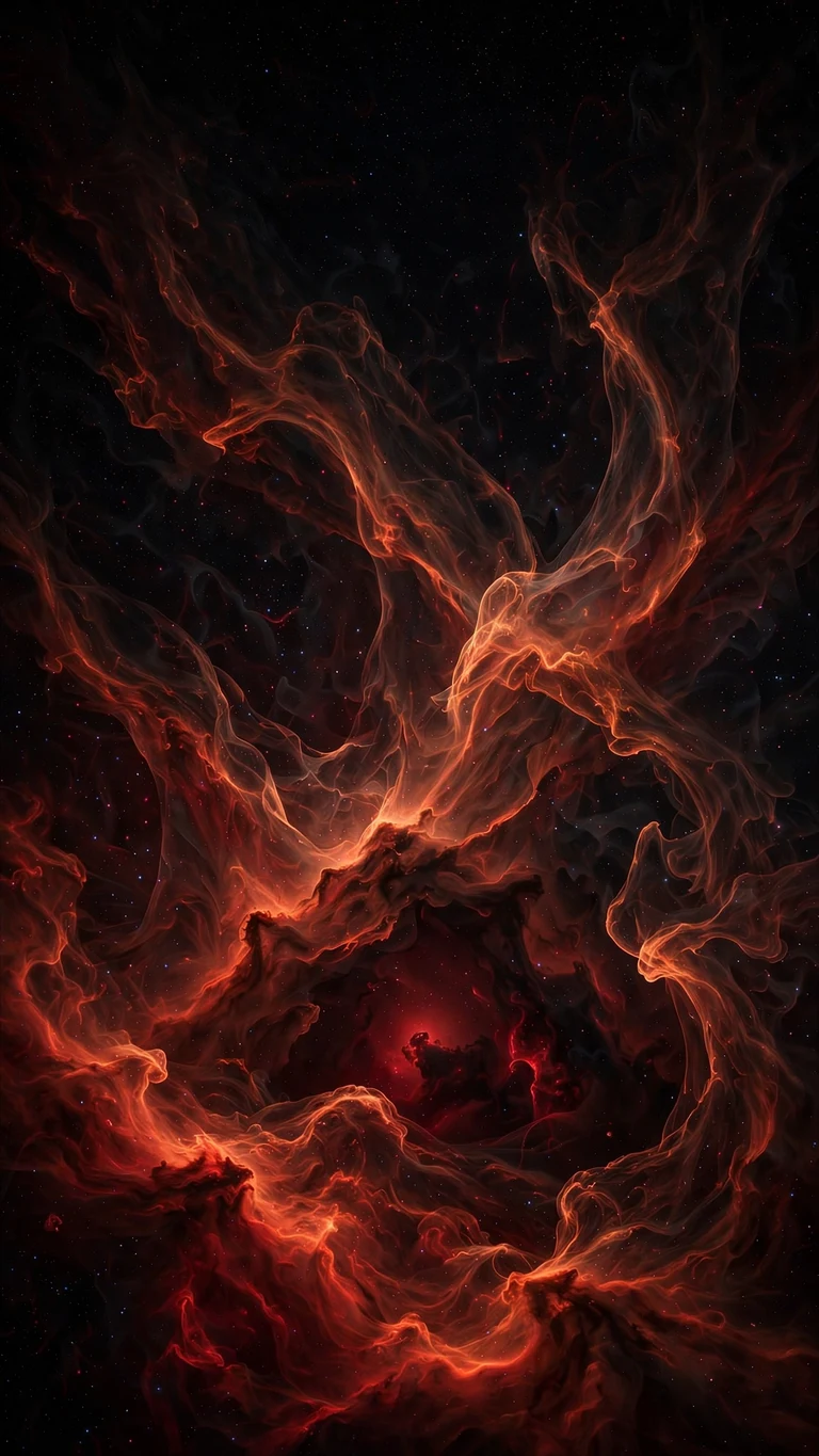 Ghost Nebula ember veils - vertical space phone wallpaper