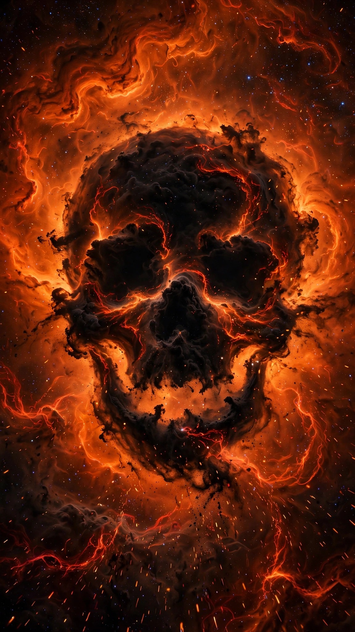 Ember Skull Nebula in the Deep Void - free phone wallpaper