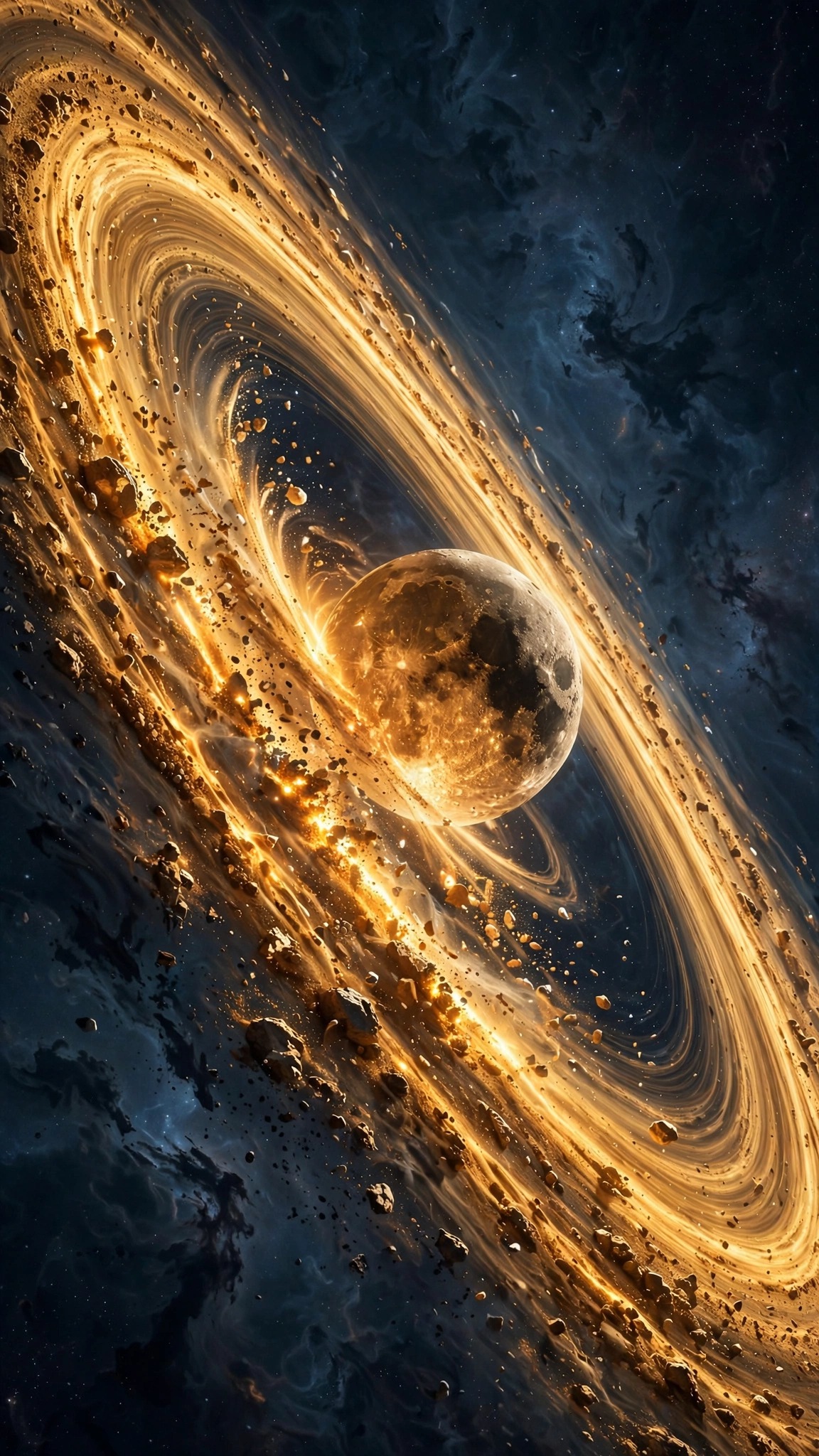 Newborn Moon Forming in a Glowing Ring - free phone wallpaper