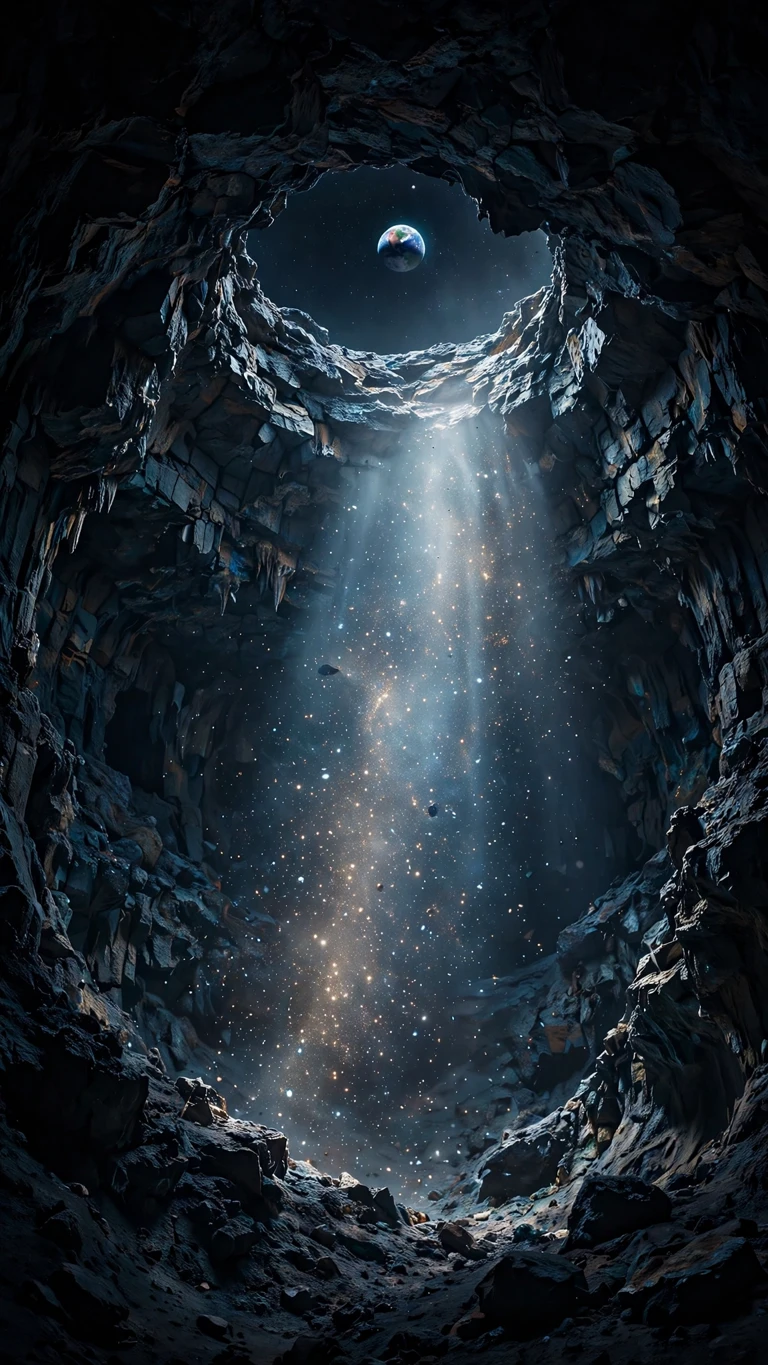 Lunar lava tube skylight wallpaper