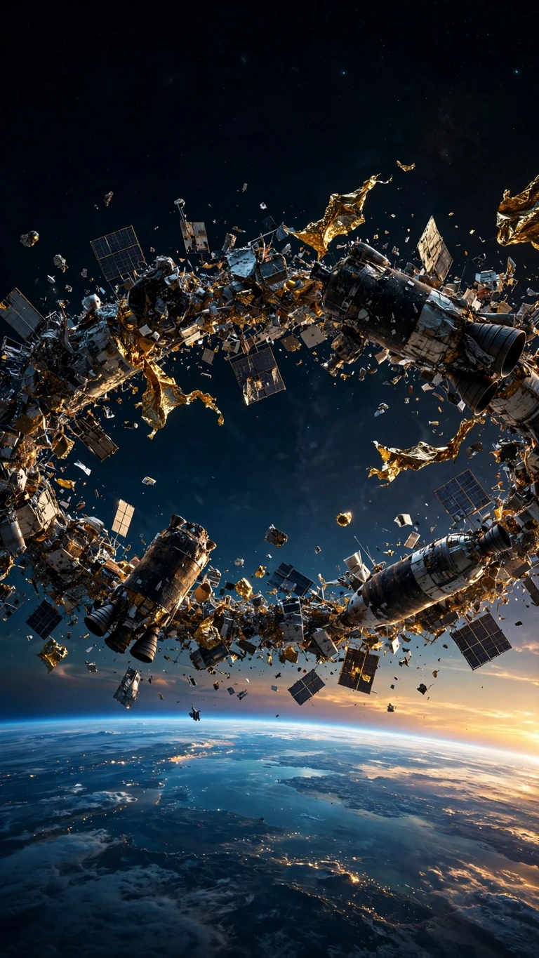 Orbital debris graveyard ring wallpaper