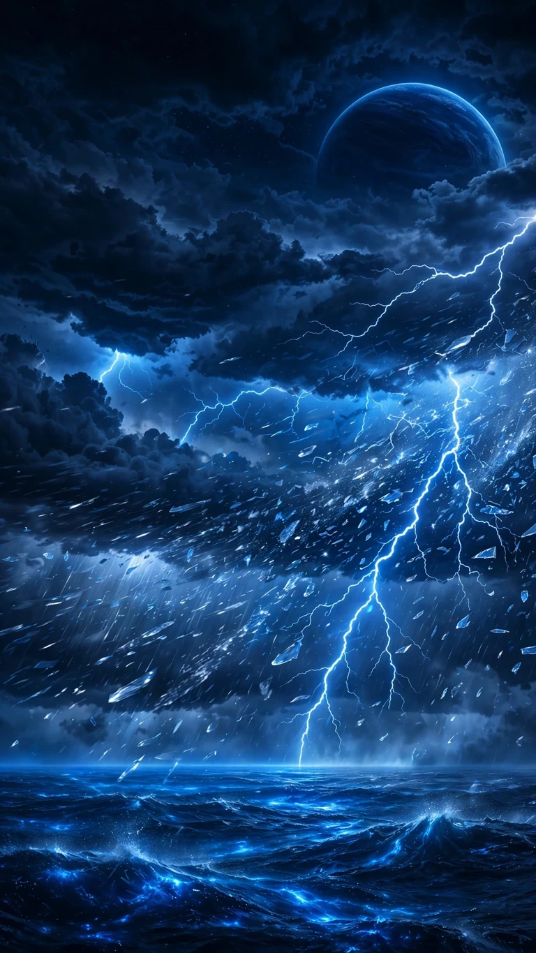 Sapphire exoplanet glass rain wallpaper