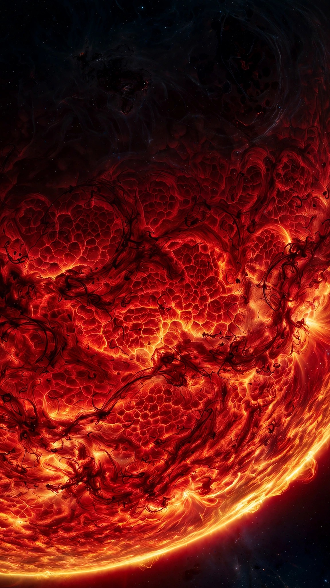Boiling crimson supergiant star surface phone wallpaper