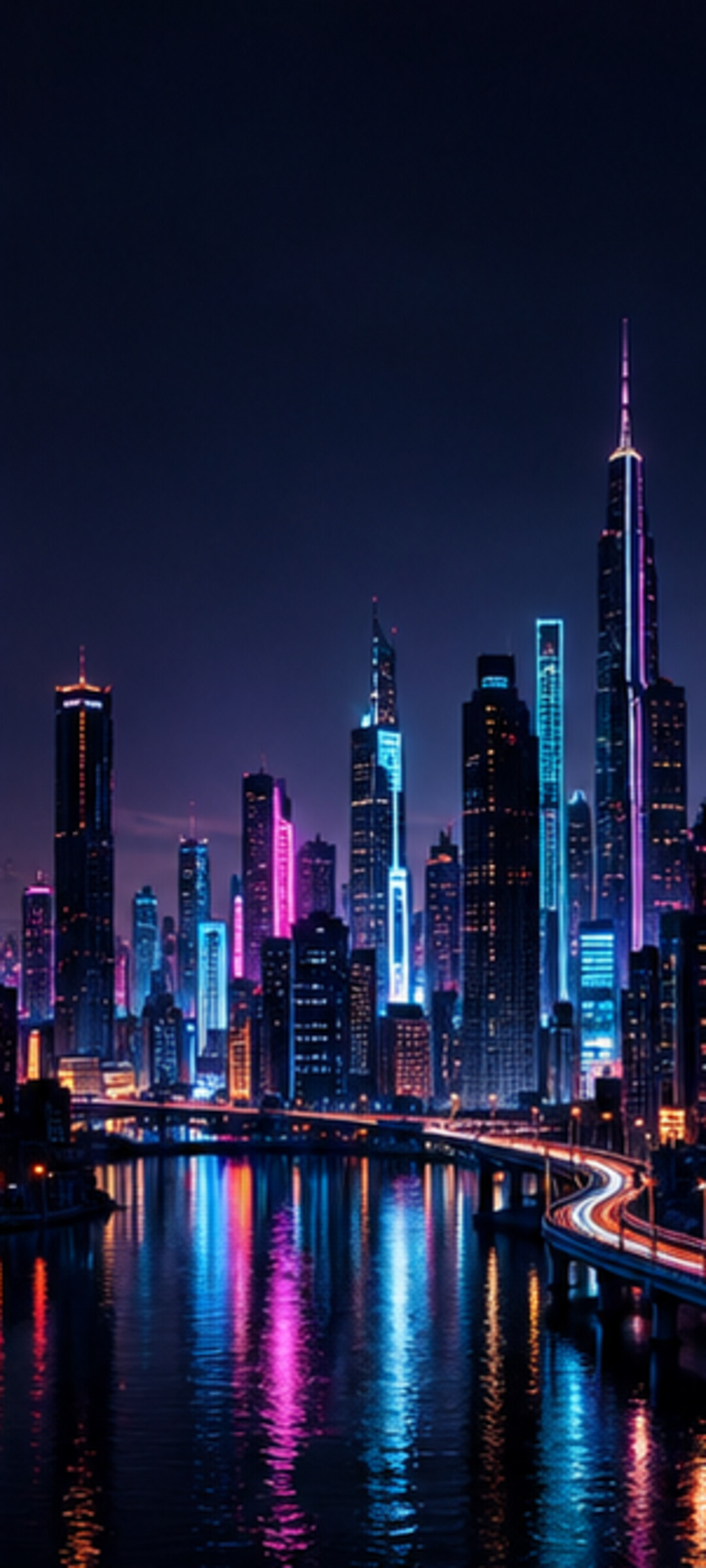 AMOLED Neon City Wallpaper free download