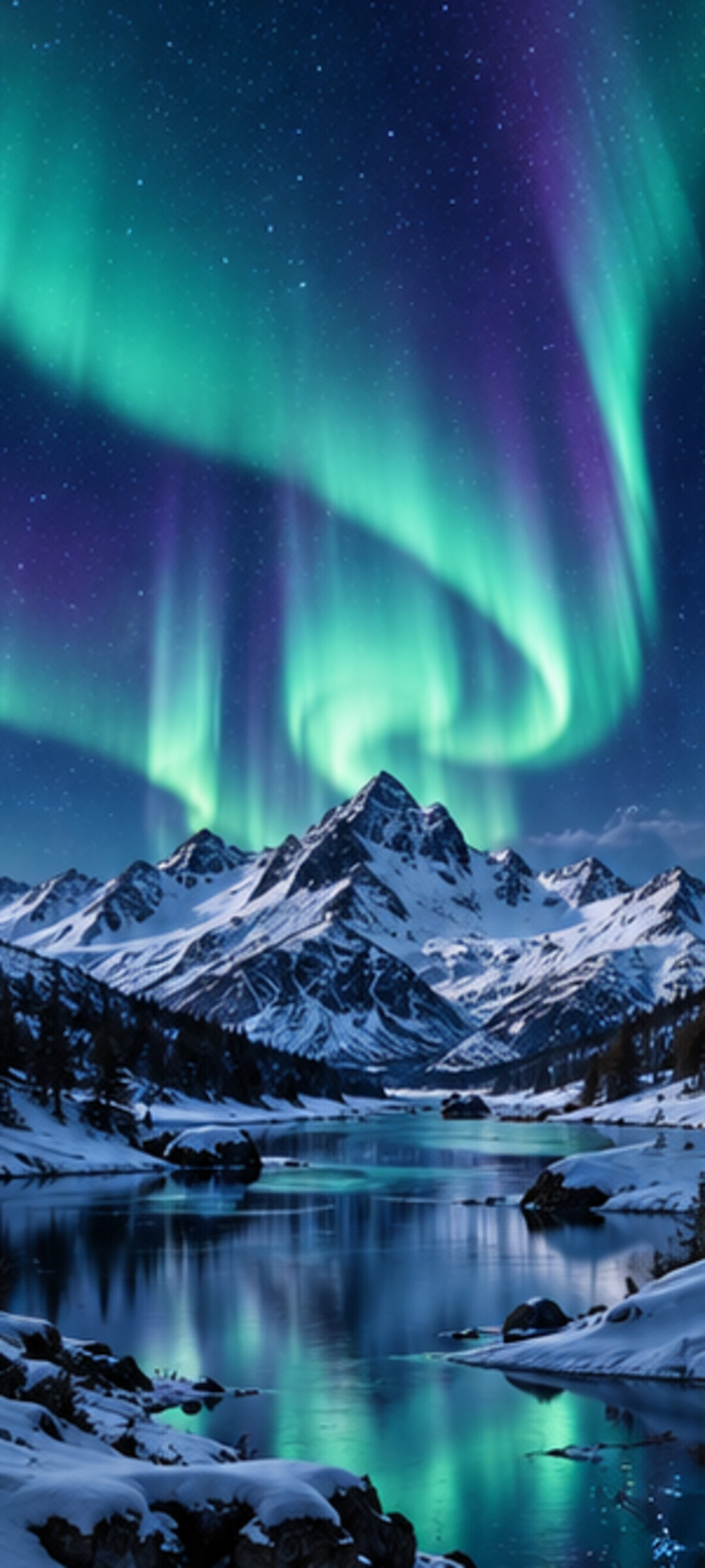 Aurora Mountain Wallpaper free download