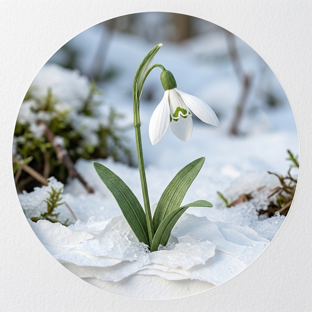 Snowdrop emerging from fresh snow