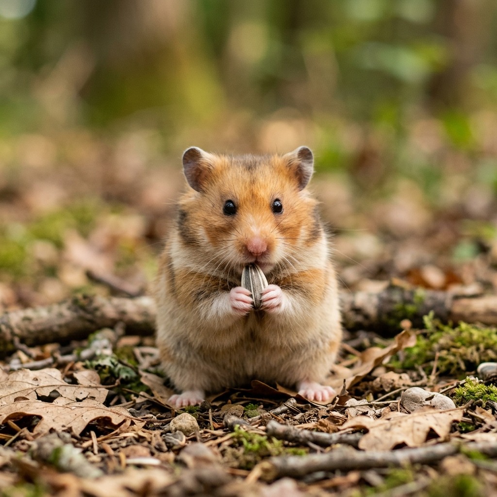 Hamster holding a sunflower seed