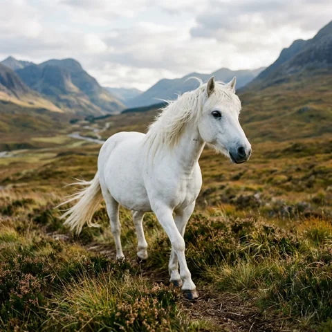 White horse with flowing mane