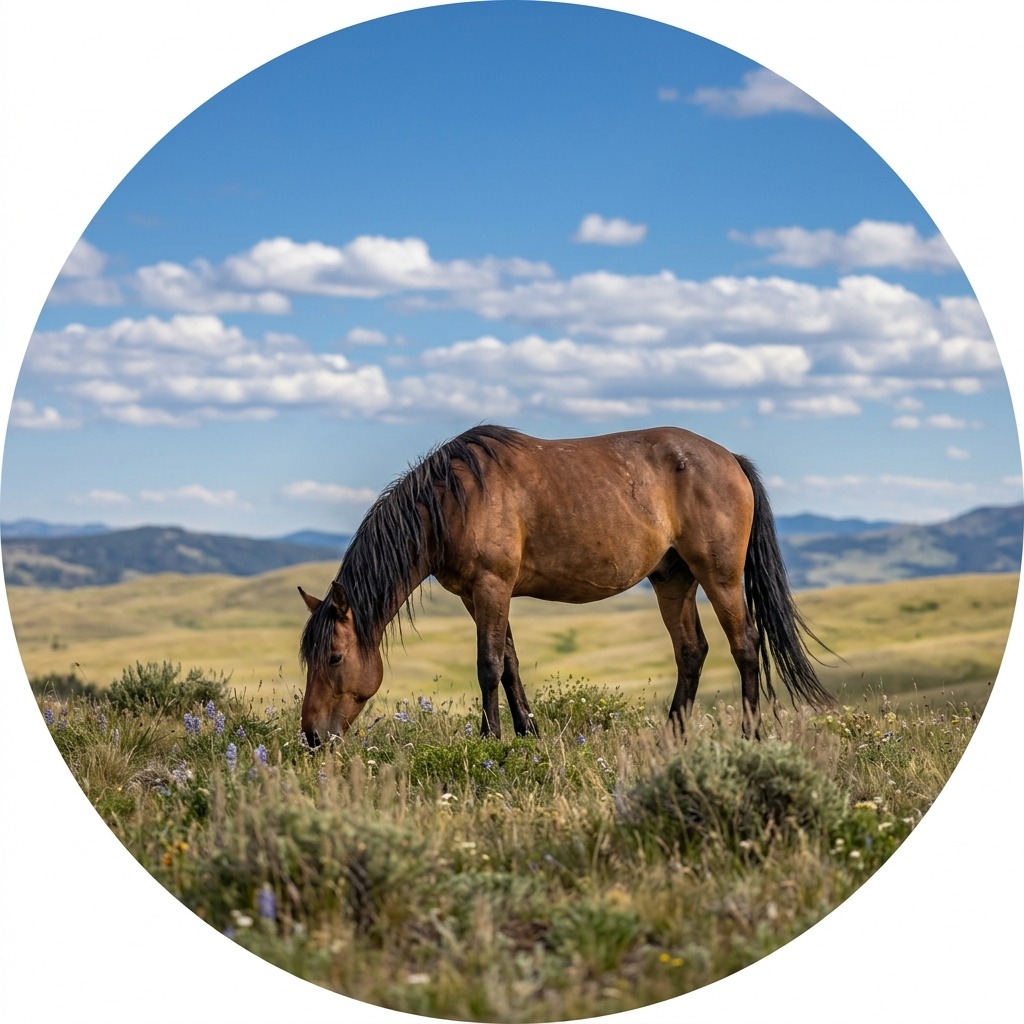 Wild horse under a vast blue sky