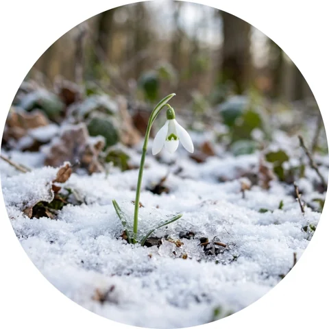 Snowdrop emerging from fresh snow