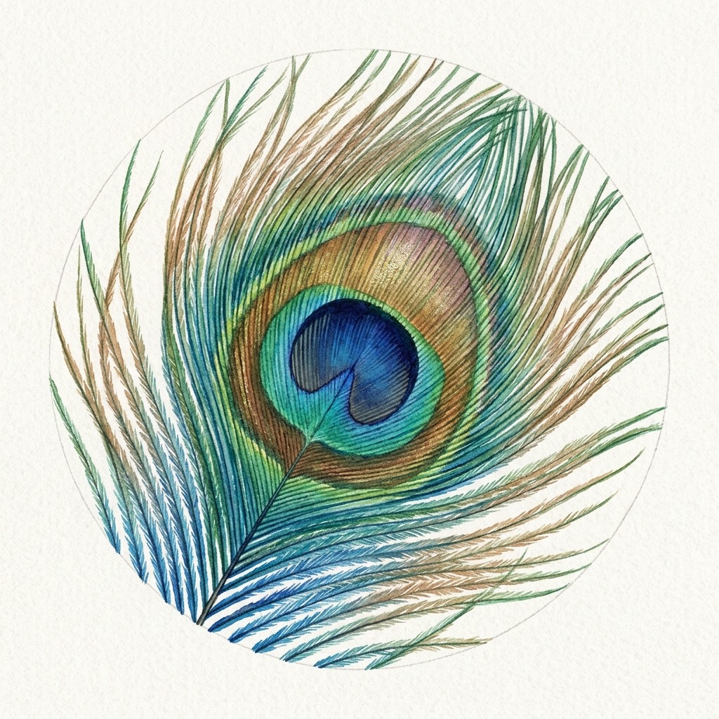 Peacock feather macro with iridescent eye