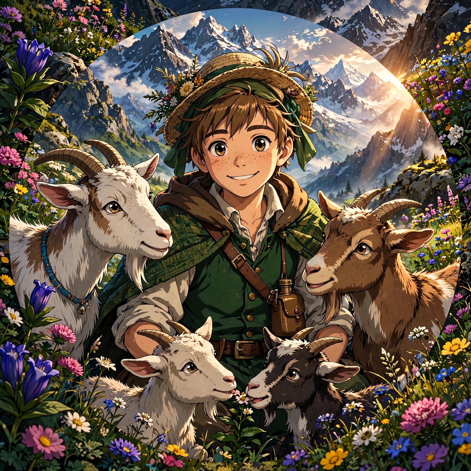 Alpine Goatherd in a Flower Meadow anime DP - free download