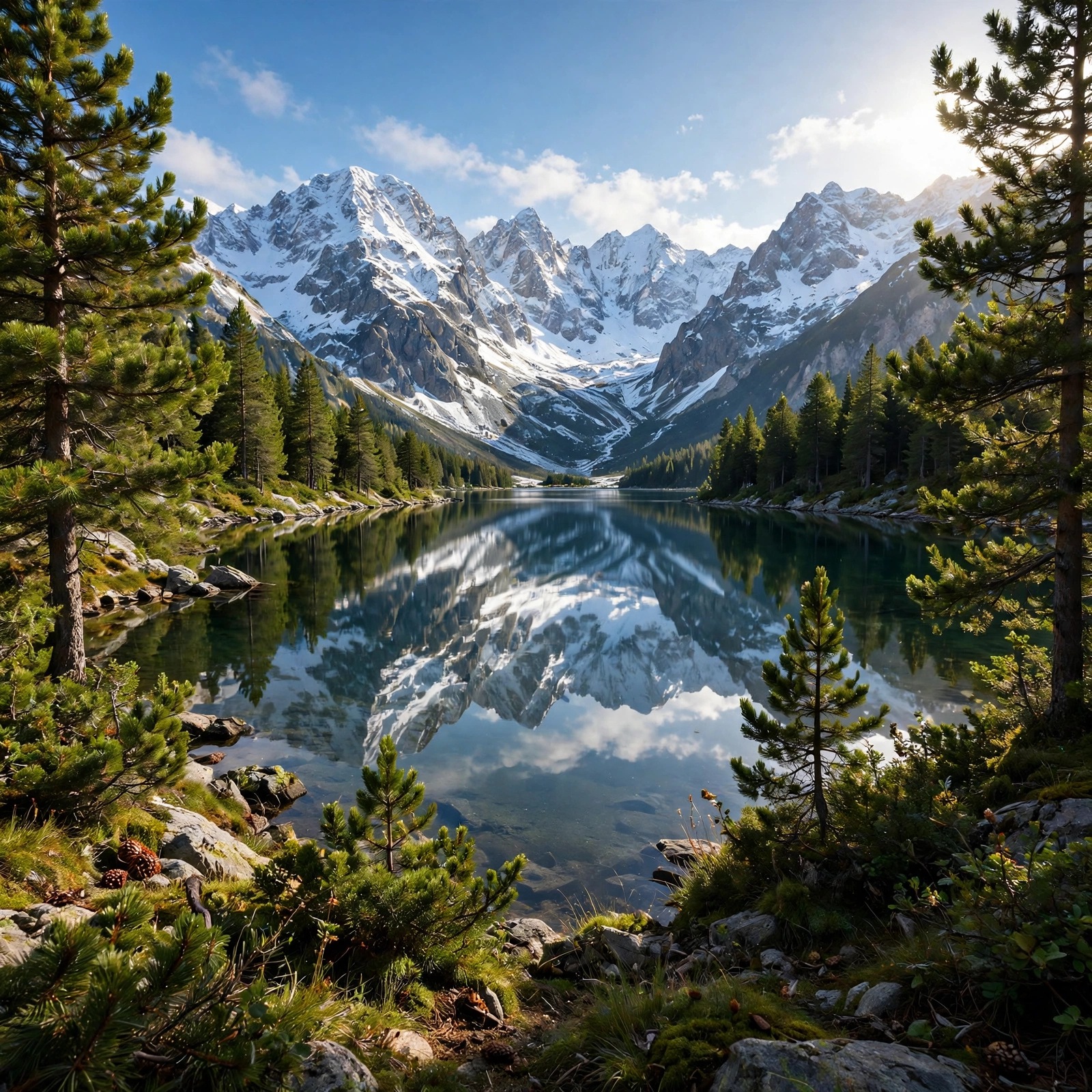 Alpine lake mirror reflection DP
